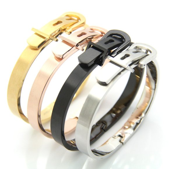 2/$35 💗 2 PC Royal Roman Buckle Numeral Cuff Bracelets Bangles Black - Picture 2 of 10